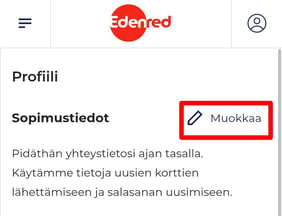 myedenred profiilitietojen muokkaus