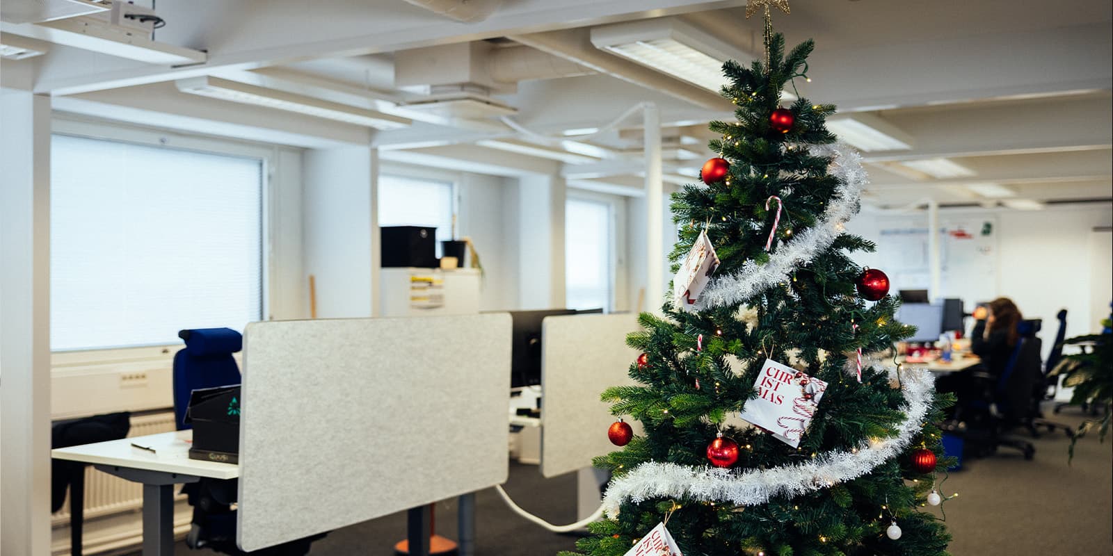 Christmas tree at the office with Delicard gift